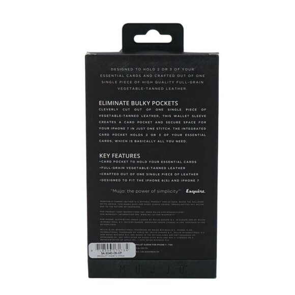 Mujjo Leather Wallet Sleeve for iPhone 7 – Tan | Slim Profile, Full-Grain Leathe - Picture 2 of 5